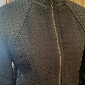 Outer Edge lined black quilted bomber motorcycle jacket L